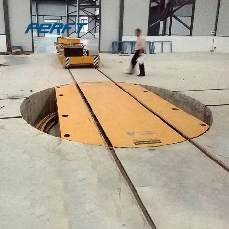 রেল ট্রান্সফার গাড়ি টার্নটেবলে চলছে